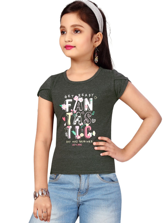 Stylish Gray Top With Screenprinted Design #2054
