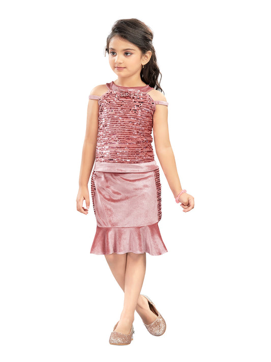 Pink Sequins Top and Skirt #7727