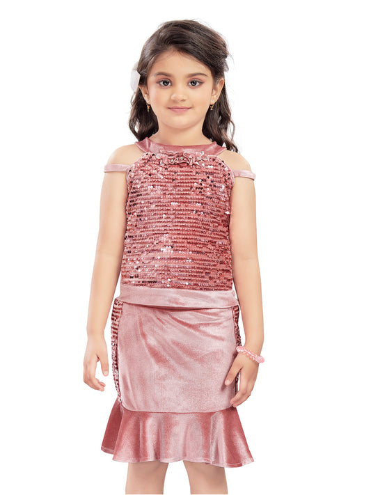 Pink Sequins Top and Skirt #7727