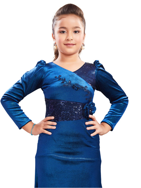 Blue Shimmer Fabric Long Dress #6459