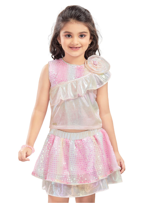 Pink Party Wear Top and Skirt #7649