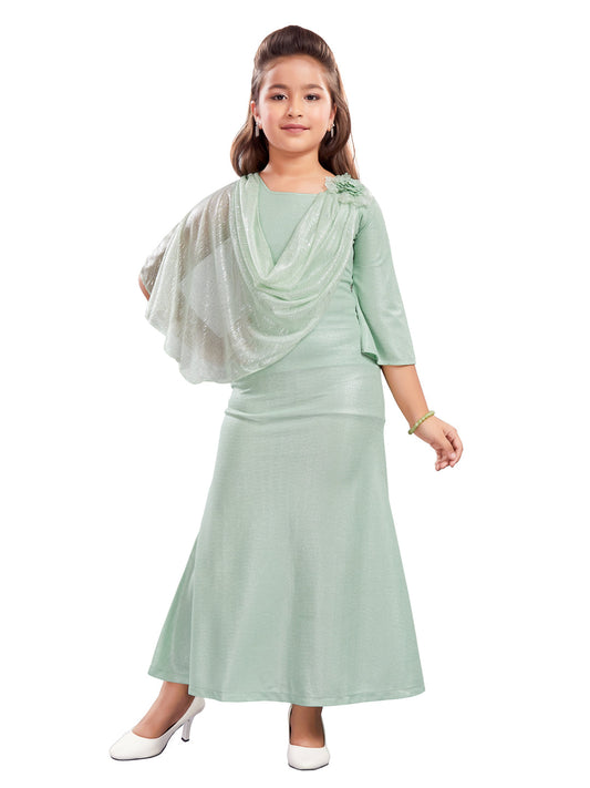 Stylish Green Long Midi Gown #6336