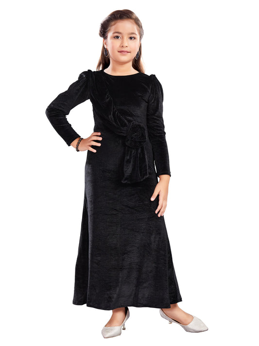Elegant Black Full Sleeve One Piece Gown #6492