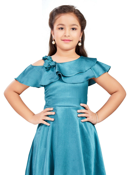 Blue 3/4th Frock for Girls #6410