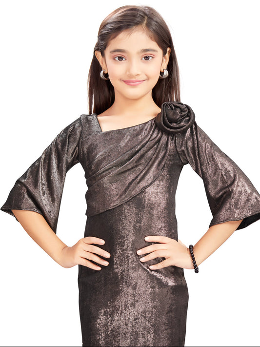 Shimmer Fabric Black Short Dress #6499
