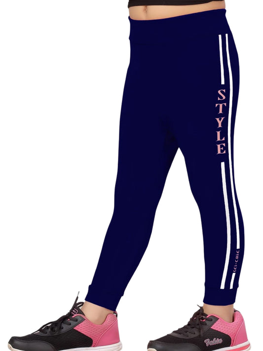 Stylish Navy Jeggings With Screen Printed Design On Side #5013
