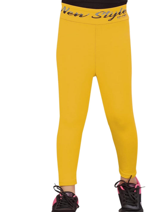 Mustard Jeggings With Screen Printed Design On Belt #5012
