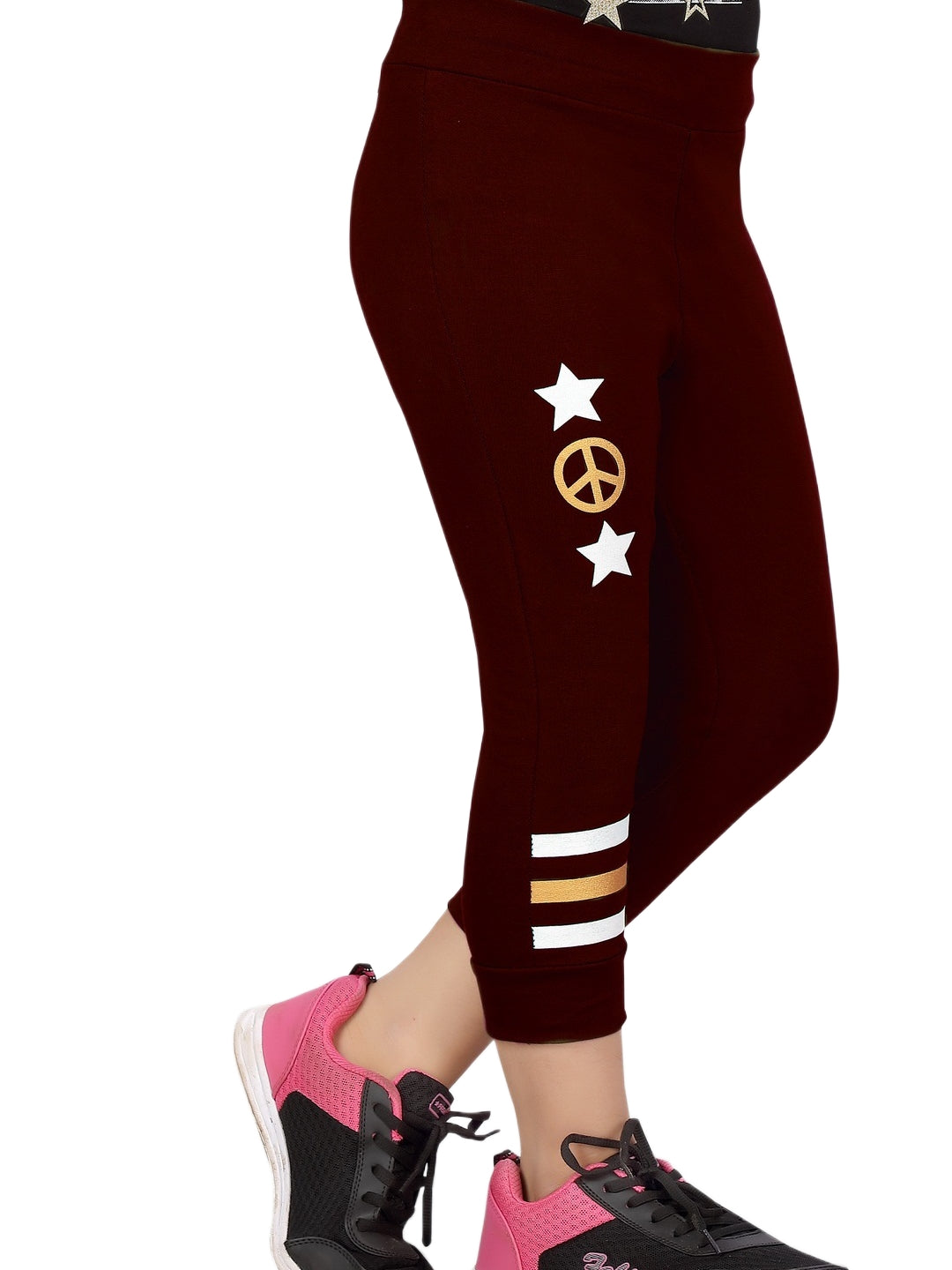 Maroon Graphic Printed Jeggings #5004