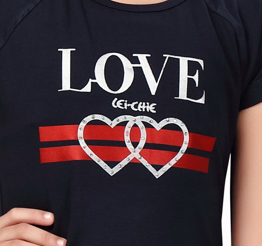 Navy Top With Plotter Cut Love Design #2069